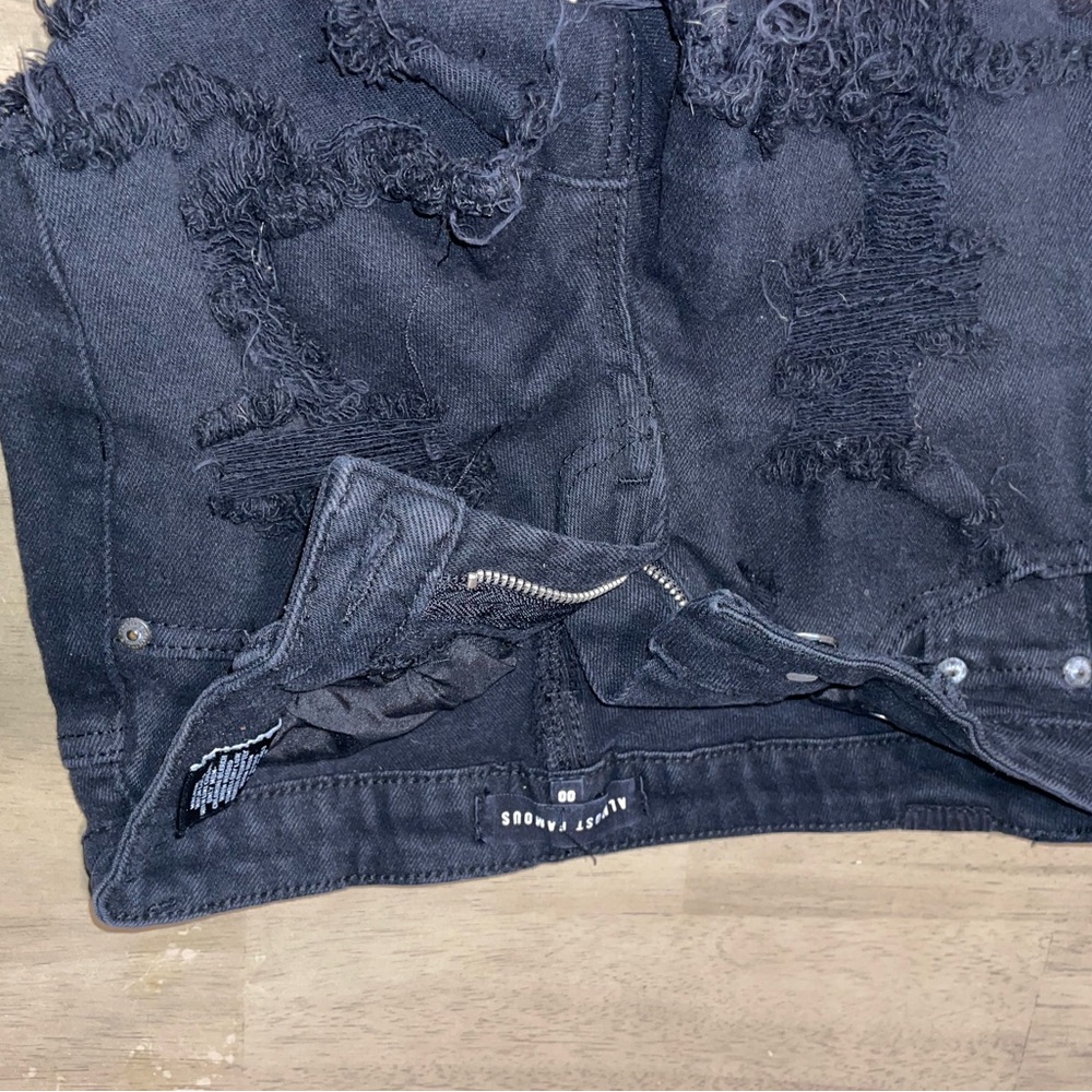 Distressed Black Jean Shorts